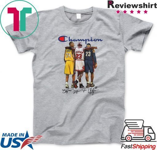 Champions Kobe Bryant Michael Jordan LeBron James Signatures Official T-Shirts