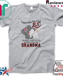 Elephants I never knew how much love my heart could hold til someone called me grandma Gift T-Shirt