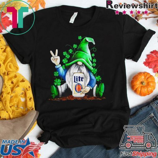 Gnomes Lucky Hug Miller Lite St Patricks Day Gift T-Shirt