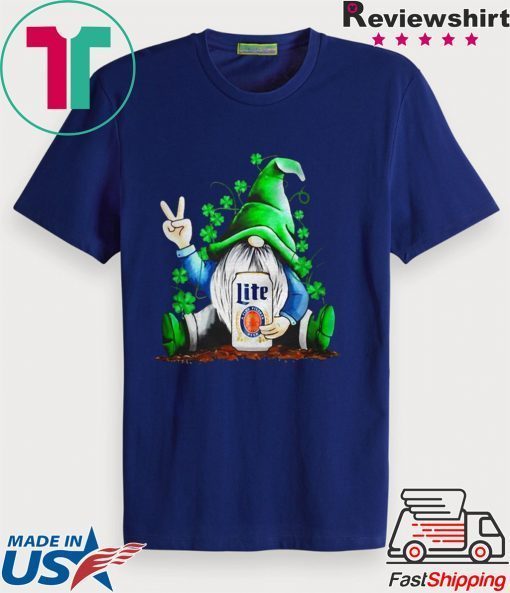 Gnomes Lucky Hug Miller Lite St Patricks Day Gift T-Shirt