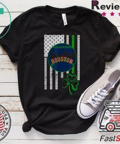 Houston Baseball St Patricks Day Downtown Skyline Shamrock Gift T-Shirt