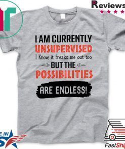 I Am Currently Unsupervised I Know It Freaks Me Out Too But The Possibilities Are Endless Gift T-Shirt