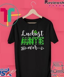 Luckiest Auntie Green Plaid Shamrock Lucky St Patricks Day Gift T-Shirt