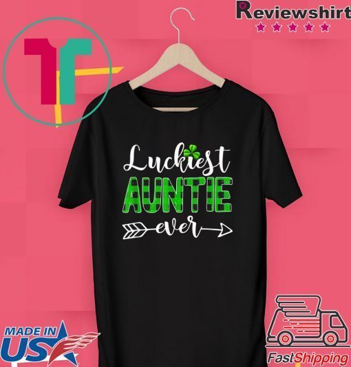 Luckiest Auntie Green Plaid Shamrock Lucky St Patricks Day Gift T-Shirt