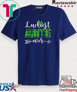 Luckiest Auntie Green Plaid Shamrock Lucky St Patricks Day Gift T-Shirt