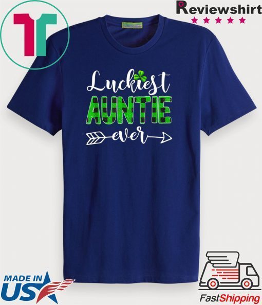 Luckiest Auntie Green Plaid Shamrock Lucky St Patricks Day Gift T-Shirt