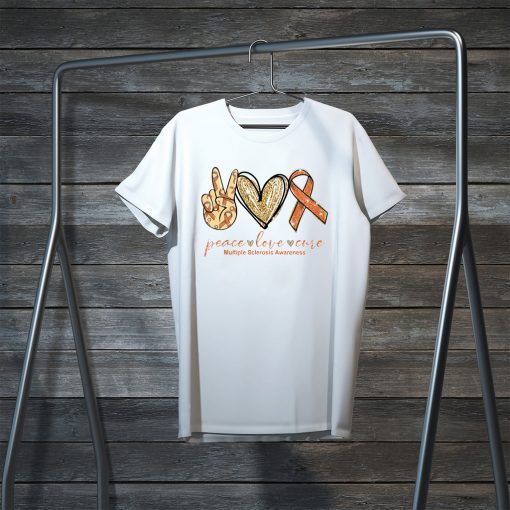 Peace Love Cure Multiple Sclerosis Awareness Gift T-Shirt