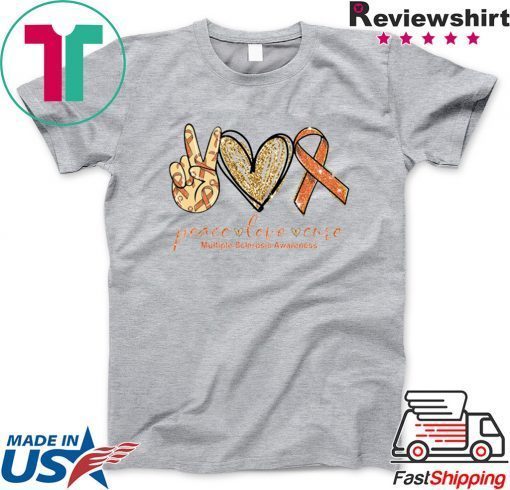 Peace Love Cure Multiple Sclerosis Awareness Gift T-Shirt