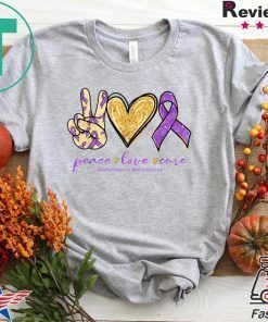 Peace Love Cure Purple Ribbon Alzheimer's Awareness Gift T-Shirts