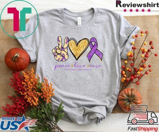 Peace Love Cure Purple Ribbon Alzheimer's Awareness Gift T-Shirts