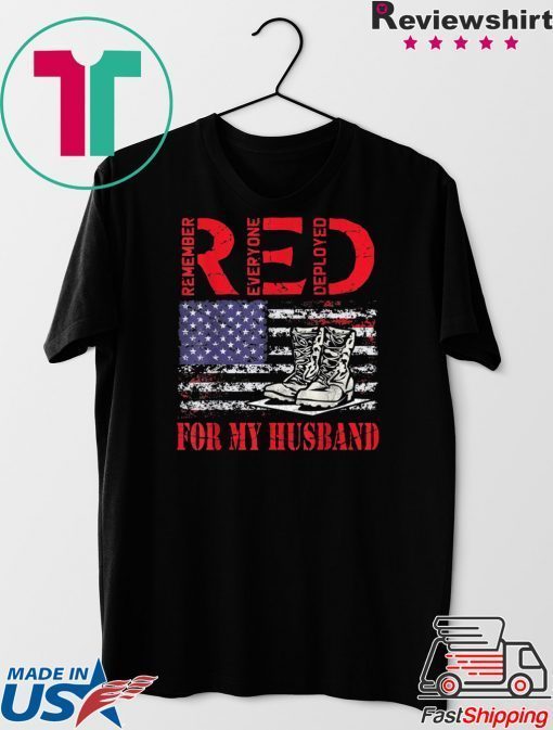 RED Friday For My Husband Army Military Wife US Flag Veteran Gift T-Shirt