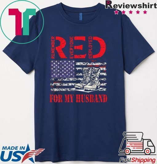 RED Friday For My Husband Army Military Wife US Flag Veteran Gift T-Shirt