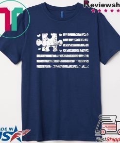 American Flag Heart Love Autism Awareness Gift T-Shirt