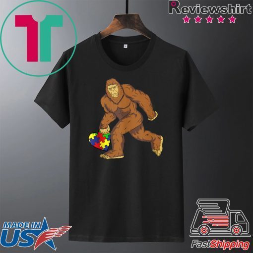 Autism Awareness Bigfoot Heart Puzzle Piece Gift T-Shirt