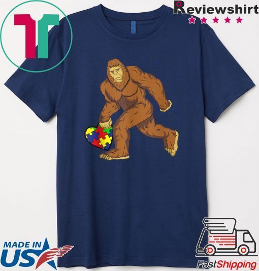 Autism Awareness Bigfoot Heart Puzzle Piece Gift T-Shirt