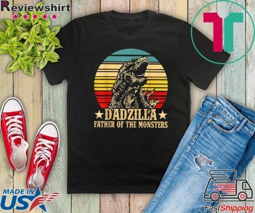 Dadzilla Father Of The Monsters Retro Vintage Sunset Gift T-Shirt