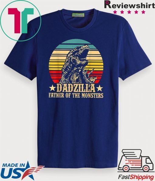 Dadzilla Father Of The Monsters Retro Vintage Sunset Gift T-Shirt