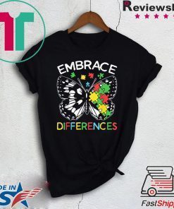 Embrace Differences Autism Butterfly Puzzle Piece Official T-Shirt