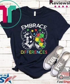 Embrace Differences Autism Butterfly Puzzle Piece Official T-Shirt