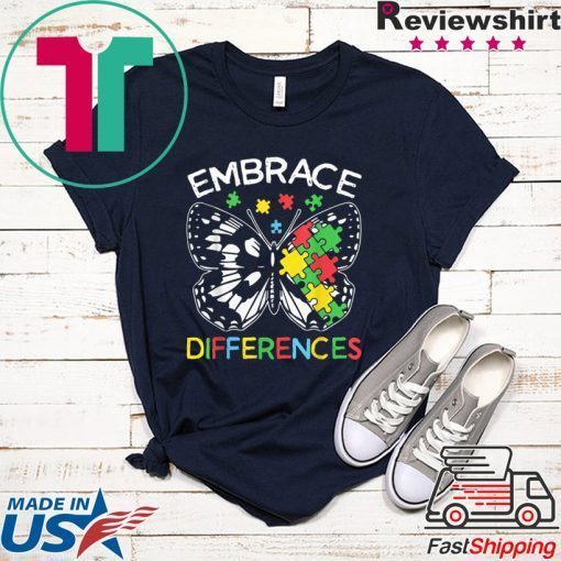 Embrace Differences Autism Butterfly Puzzle Piece Official T-Shirt