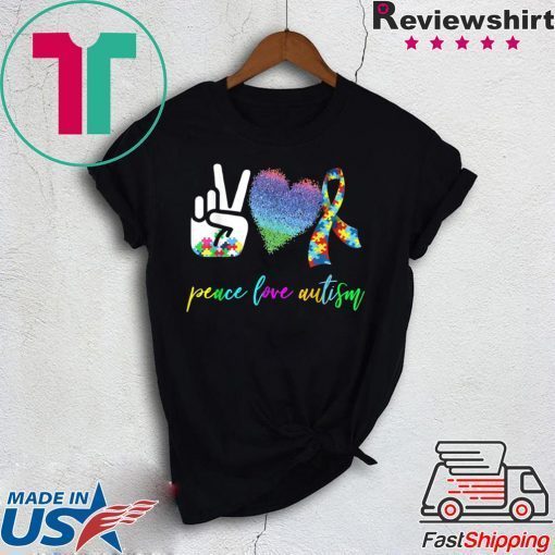 Peace Love Autism Puzzle Pieces Ribbon Autism Awareness Gift T-Shirts