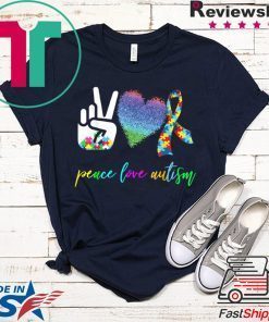 Peace Love Autism Puzzle Pieces Ribbon Autism Awareness Gift T-Shirts