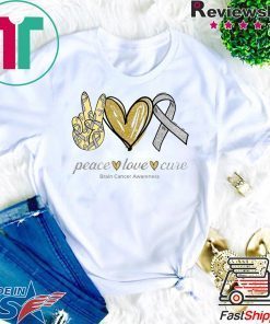 Peace Love Cure Brain Cancer Awareness Gift T-Shirts