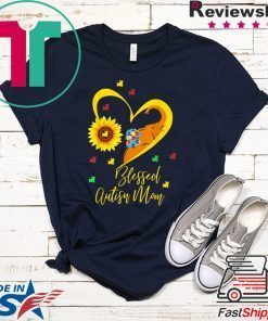 Sunflower Elephant Blessed Autism Mom Autism Awareness Gift T-Shirt