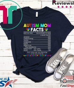 Women Autism Mom Facts One Supportive Mom Autism Awareness Gift T-Shirt