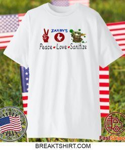 Baby Yoda – Peace – Love – Sanitize – Zaxby’s Gift T-Shirt