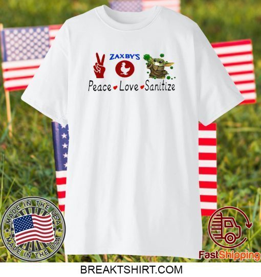 Baby Yoda – Peace – Love – Sanitize – Zaxby’s Gift T-Shirt