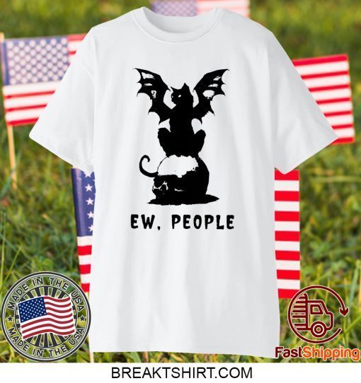 Black Cat Bats and Skull Ew People Gift T-Shirt