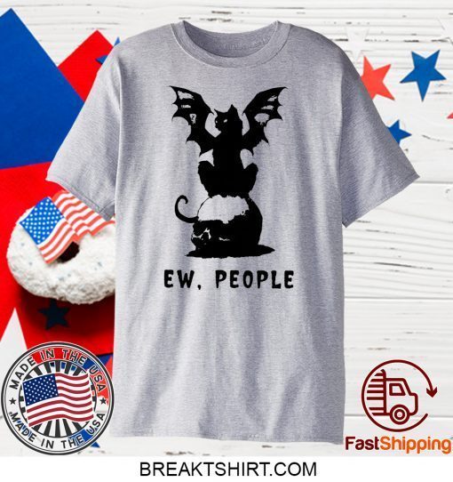 Black Cat Bats and Skull Ew People Gift T-Shirt