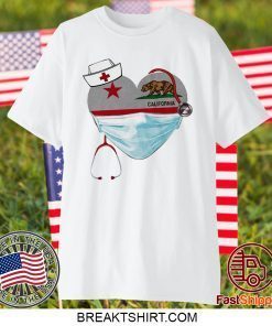 Nurse Heart mask California flag Gift T-Shirts