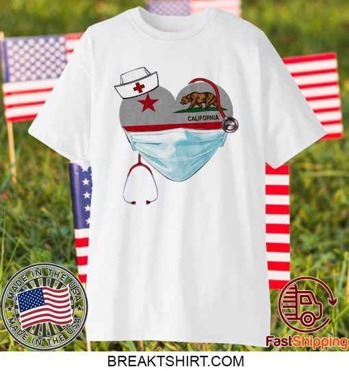 Nurse Heart mask California flag Gift T-Shirts