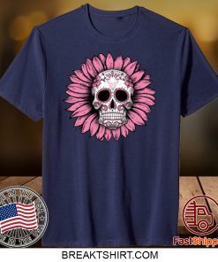 Sunflower Sugar Skull Breast Cancer Awareness Gift T-Shirts