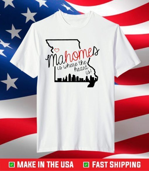 Kansas City Chiefs Mahomes Is Where The Heart Is T-Shirt, 2021 AFC Championship Kansas City Chiefs T-Shirt