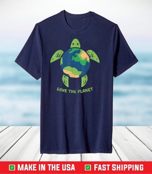 Save The Planet Earth Day Environment Turtle Recycle Ocean T-Shirt