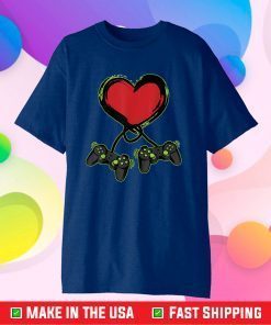 Valentines Boys Shirt Gamer Controller Heart Gift T-Shirt
