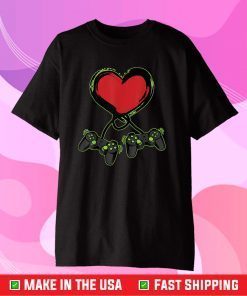 Valentines Boys Shirt Gamer Controller Heart Gift T-Shirt