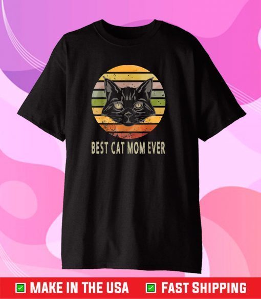 Vintage Retro Best Cat Mom Ever Bump Fit. Mother's Day Classic T-Shirt