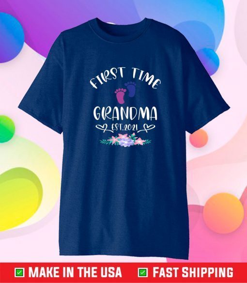 First Time Grandma shirt Promoted to Grandma Est 2021 T-Shirt