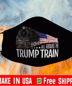 All Aboard the Trump Train 2020 American Flag Reelect 45 Face Masks