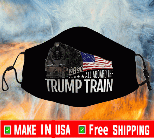 All Aboard the Trump Train 2020 American Flag Reelect 45 Face Masks