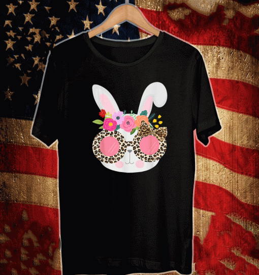 Bunny Face Leopart Print Easter Basket Stuffer for Teen Girl T-Shirt