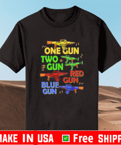 One Gun Two Gun Red Gun Blue Gun 2021 T-Shirt