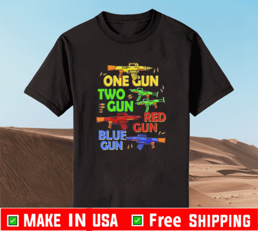 One Gun Two Gun Red Gun Blue Gun 2021 T-Shirt