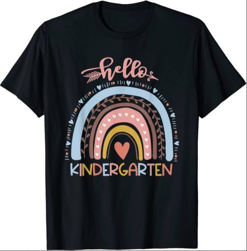 Hello Kindergarten Teacher Rainbow First Day School T-Shirt