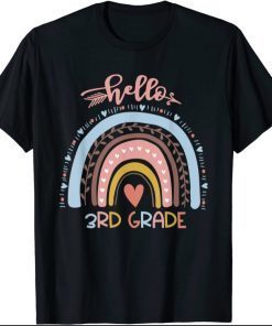 Hello 3rd Grade Teacher Rainbow First Day School T-Shirt