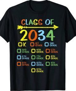 Checklist Handprint Class Of 2034 Grow With Me Boys GIrls Tee T-Shirt